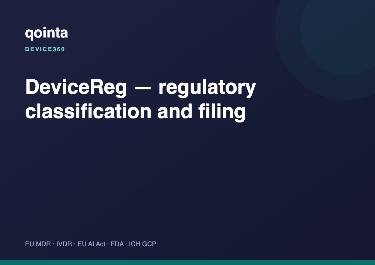 DeviceReg — regulatory classification and filing
