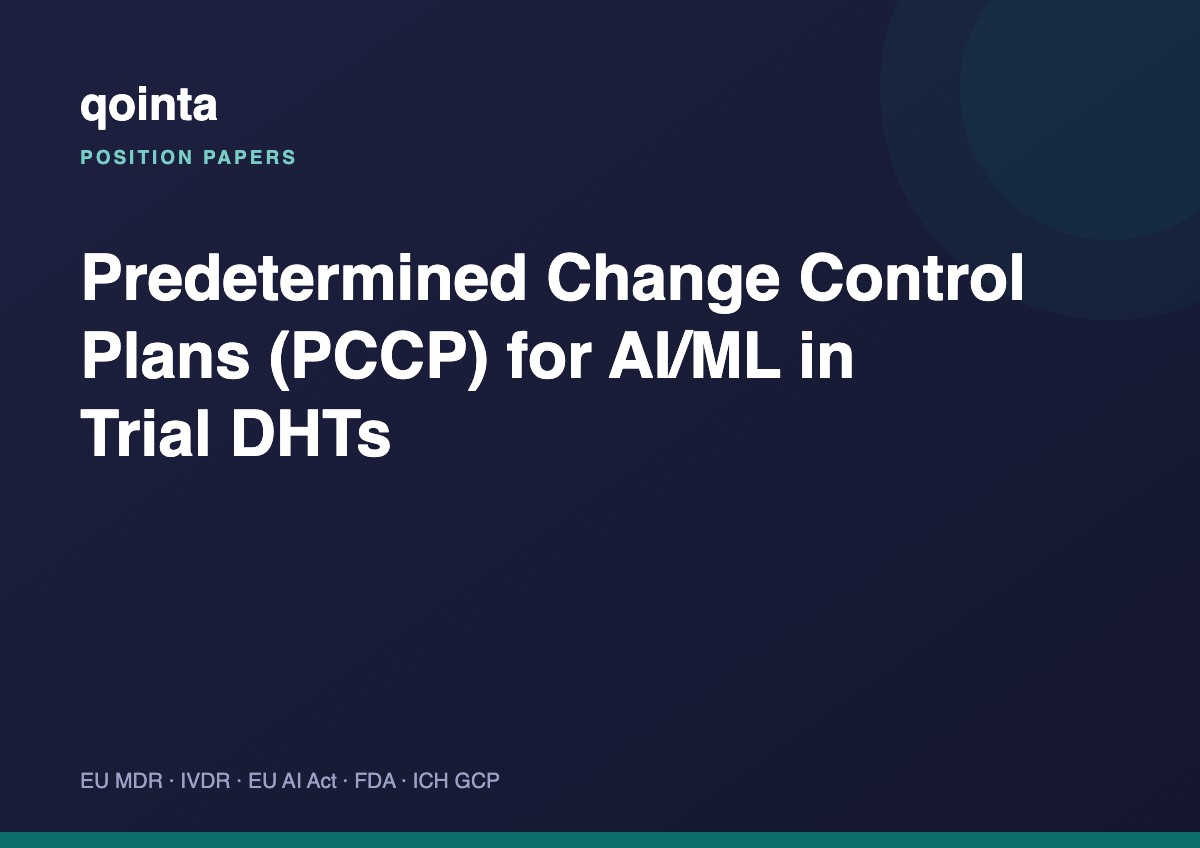 Predetermined Change Control Plans (PCCP) for AI/ML in Trial DHTs