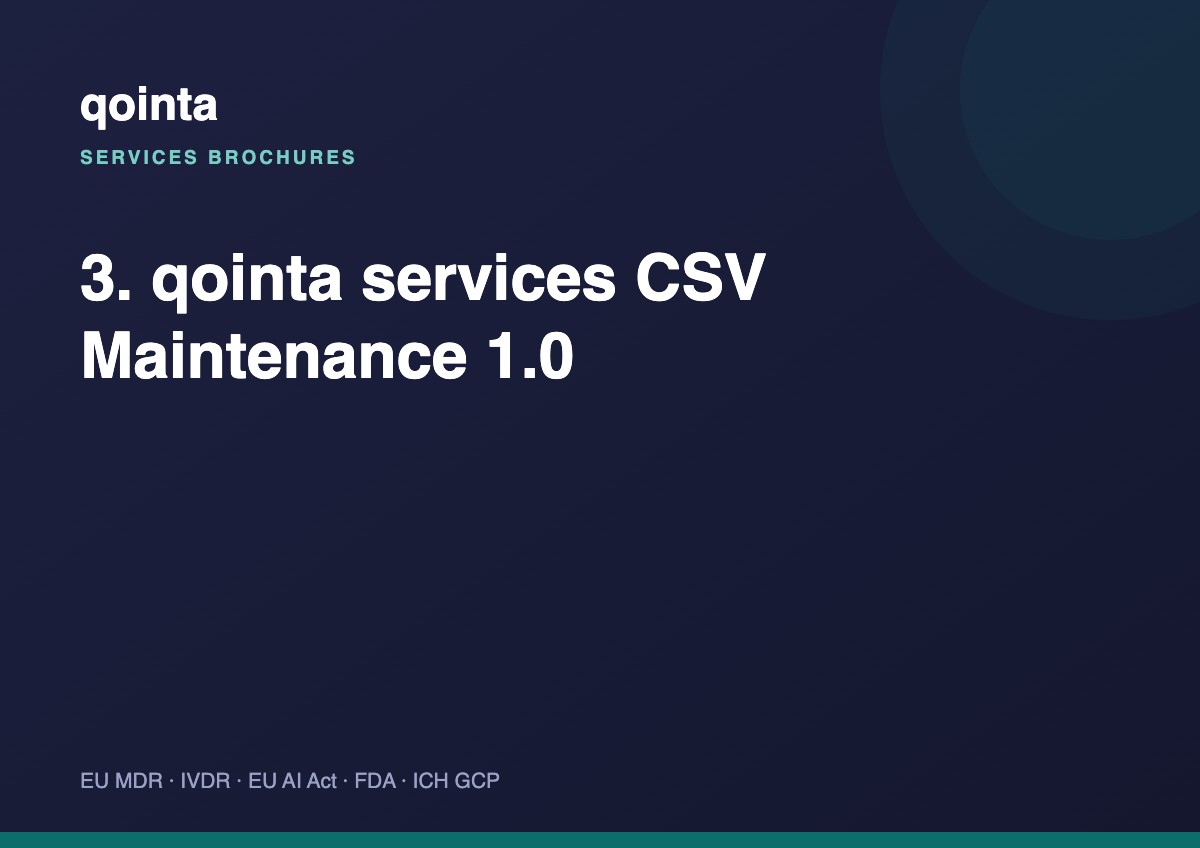 CSV Maintenance — service brochure